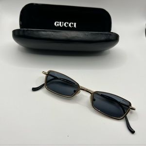 Half Rim Black and Gold Sunglasses